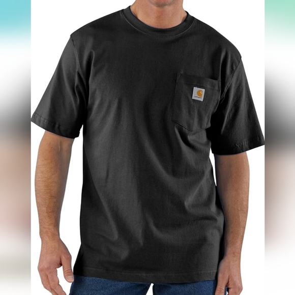 Carhartt Men's Black Pocket Loose Fit Heavy Weight Short Sleeve T-Shirt - Picture 1 of 8